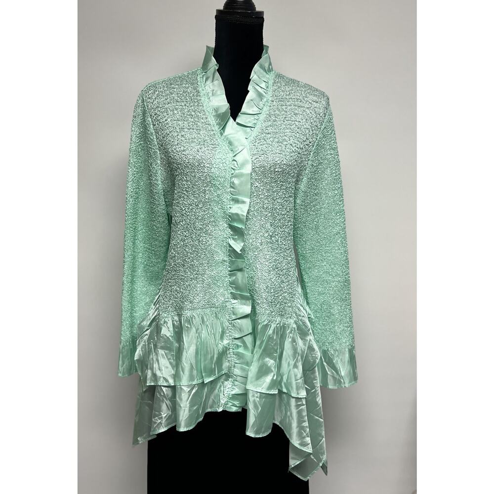 Y2K Mint Green Ruffled Textured Crinkle Funky Stretch 2X Mermaidcore Fairycore